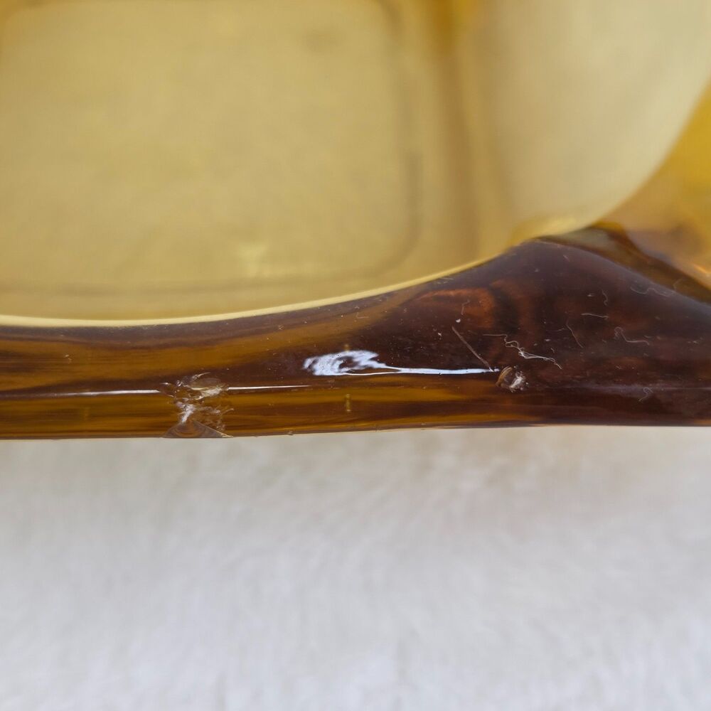 Vintage Amber Glass Ashtray Square 4.75" x 4.75" Mid Century Modern Retro - Picture 2 of 10